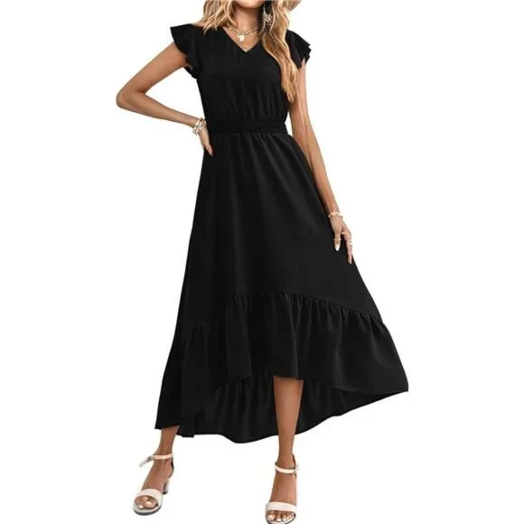 navy blue dress for baby girl FSY-Women's Floral Print Button A-line Flowy Midi Dress – LAI MENG FIVE CATS